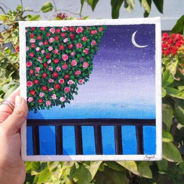 Hand-Painted Acrylic Art: Balcony